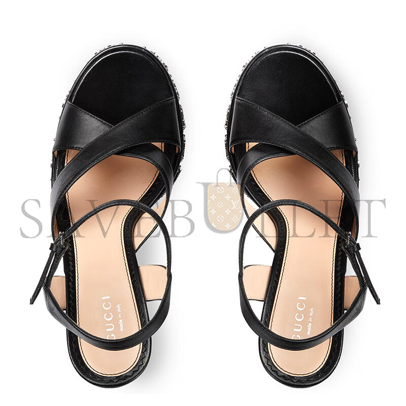 GUCCI WOMEN'S SANDAL WITH INTERLOCKING G STUDS 719843